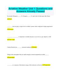 Aviation Weather Unit 1 Questions and Answers