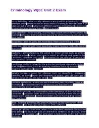 Criminology WJEC Unit 2 Exam