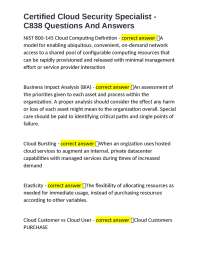 Certified Cloud Security Specialist - C838 Questions And Answers