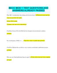Navy BECC MOD 1 Test Questions and Answers