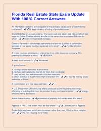Florida Real Estate State Exam Practice Questions and Answers