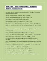 Pediatric Considerations: Advanced Health Assessment - Questions and Answers