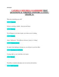 HOSMERIT CAP BILLY MITCHELL LEADERSHIP TEST QUESTIONS & VERIFIED ANSWERS