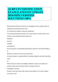 ACRP-CP Certification Exam (Latest Update 2024/2025) Verified Solutions 100%