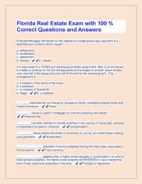 Florida Real Estate Exam Questions and Answers