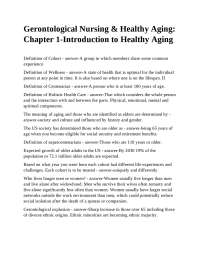 Introduction to Healthy Aging: Gerontological Nursing & Healthy Aging Chapter 1
