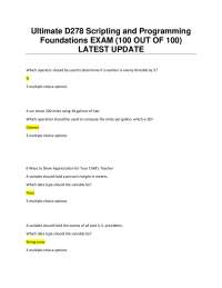 Ultimate D278 Scripting and Programming Foundations Exam: Questions and Answers