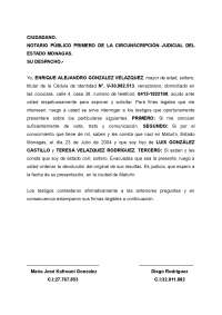 Documento de Carta de soltería