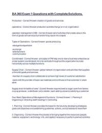 Operations Management Exam 1 Questions and Solutions