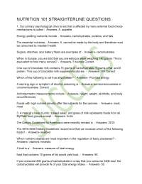 Nutrition 101: Straightforward Questions and Answers