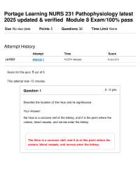 Portage Learning NURS 231 Pathophysiology latest 2025 updated & verified Module 8 Exam/100