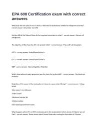 EPA 608 Certification Exam Questions and Answers