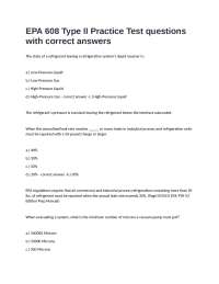 EPA 608 Type II Practice Test Questions and Answers