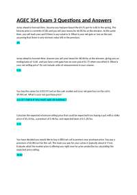 AGEC 354 Exam 3: Questions and Answers on Options and Futures