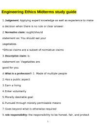 Engineering Ethics Midterms Study Guide: Key Concepts and Case Studies