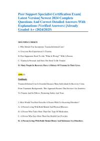 Peer Support Specialist Certification Exam| Latest Version| Newest 2024 Complete Questions