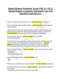 Dental Hygiene Prometric Exam CDCA, CSCE, Dental Hygiene Computer Simulated Case Test Ques