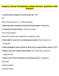 Surgery Clinical Therapeutics Study Revision Questions with Answers