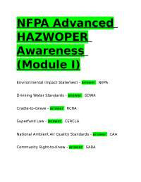 Hazardous Materials Awareness: Exercises and Answers