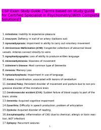 Glossary of Neurological Terms and Concepts