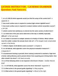 LICENSE INSTRUCTOR / LICSENSE EXAMINER Questions And Answers.