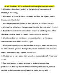 Anatomy & Physiology Exam Questions with Answers