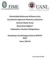 Examen Medio Curso de Electrónica Digital 1 - Universidad Autónoma de Nuevo León - Prof. Z