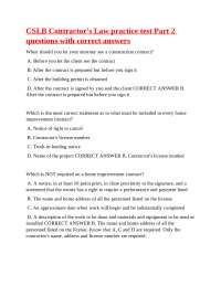 CSLB Contractor's Law Practice Test Part 2: Questions and Answers
