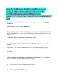 New York License Test General Insurance Laws: Exam with Certified Questions and Answers