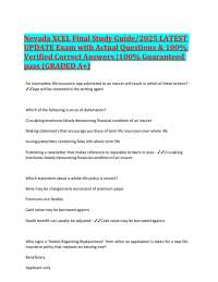 Nevada XCEL Final Study Guide: Life Insurance Exam Questions and Answers