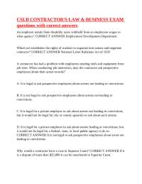 CSLB CONTRACTOR'S LAW & BUSINESS EXAM questions with correct answers