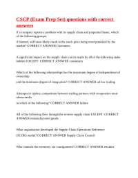 CSCP Exam Prep Set: Supply Chain Management Questions and Answers