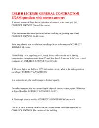 CSLB B License General Contractor Exam Questions and Answers
