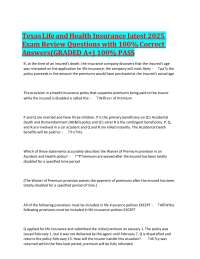 Texas Life and Health Insurance Exam Review Questions