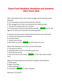 Food Handlers Exam Questions and Answers: Texas 2024