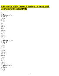 NIH Stroke Scale Group A Patient 1-6 latest and verified/study notes/24/25