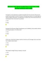 WVSSAC 2023 NFHS Football Part 2 Test - with 100% Verified Solutions