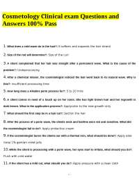 Cosmetology Clinical Exam Questions and Answers