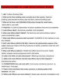 Fundamentals of Code Enforcement Level 1: Building Codes & Procedures