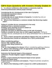 CDFA Exam Questions and Answers