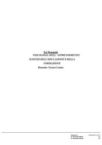 Paniere PSICOLOGIA DELL' APPRENDIMENTO prof. Tuena Cosimo