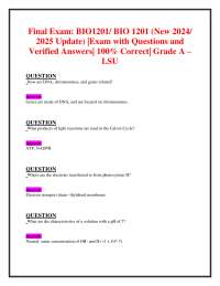 BIO1201/ BIO 1201 Final Exam: Comprehensive Questions and Answers (2024/2025 Update)