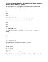 Texas Real Estate Property Management Final Exam 2024-2025: 240 Questions and Answers