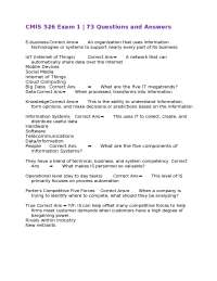 CMIS 526 Exam 1: 73 Questions and Answers on E-business and Information Systems