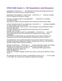 CMIS 526 Exam 1: Globalization, IS Function, Business Strategies, and E-Business Concepts