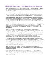 CMIS 526 Final Exam: Questions and Answers