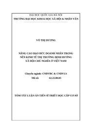 NÂNG CAO ĐẠO ĐỨC DOANH NHÂN TRONG NỀN KINH TẾ THỊ TRƯỜNG ĐỊNH HƯỚNG XÃ HỘI CHỦ NGHĨA Ở VIỆ