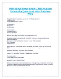 Pathophysiology Exam 1: Rasmussen University Questions and Answers