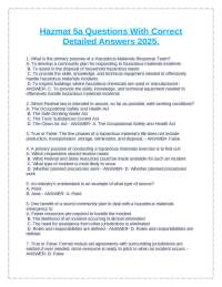 Hazardous Materials (Hazmat) 5a Questions and Answers