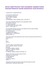 Drive Safe Permit Test Complete Update Exam Solved Material Guide Questions and Answers
